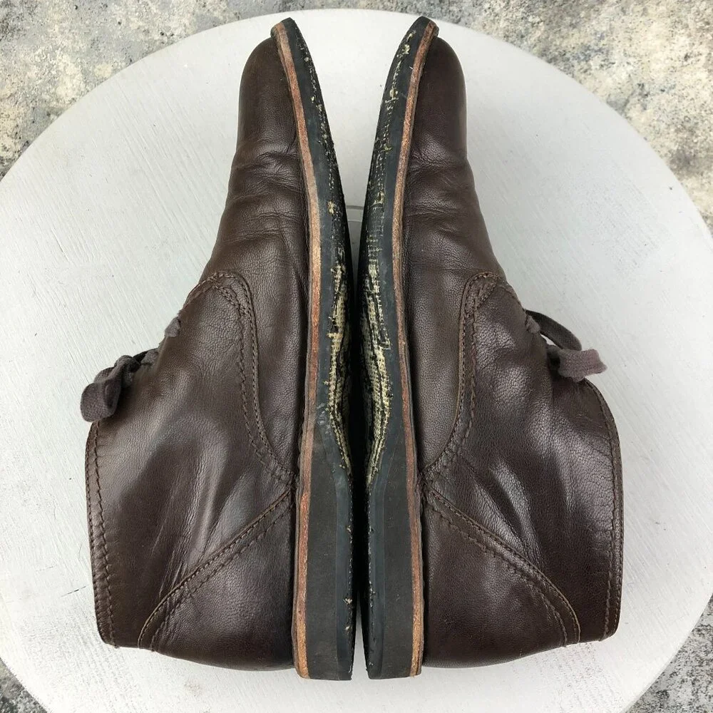 John Varvatos Men's Size 10M Dark Brown Leather Lace-Up Chukka Ankle Boots FAIR